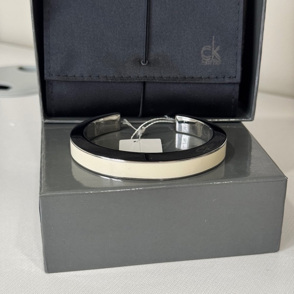 Calvin Klein Silver & Bone Cuff Bangle - Picture 1 of 5